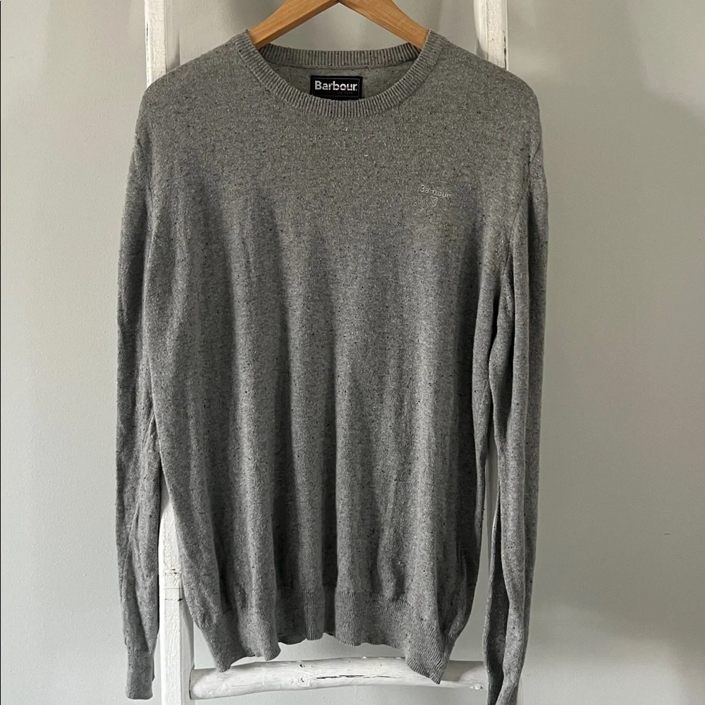 Barbour Men's Classic Gray Crewneck speckled Sweater size large - Picture 3 of 10